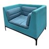 Image 1 : Modern Two-Tone Teal and Blue Armchair with Slim Black Wooden Legs