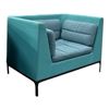 Image 2 : Modern Two-Tone Teal and Blue Armchair with Slim Black Wooden Legs