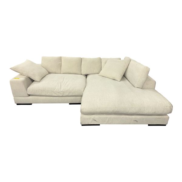 Moe's 2pc Contemporary Low Profile Sectional Sofa - White/Light Grey
