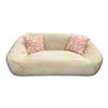 Image 1 : Style In Form Modern Curved Low-Profile Upholstered Sofa Cream Velvet