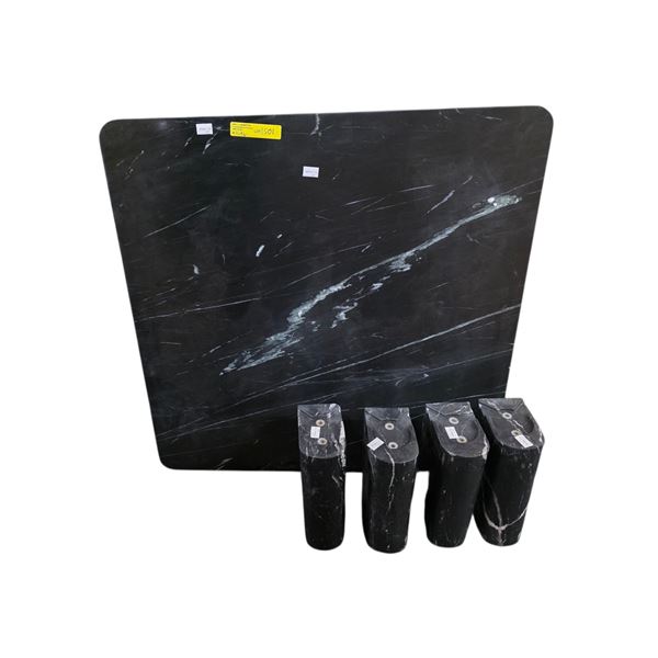 New - Marble Table Top Black (35x35") and 4 Legs (H12" Each)