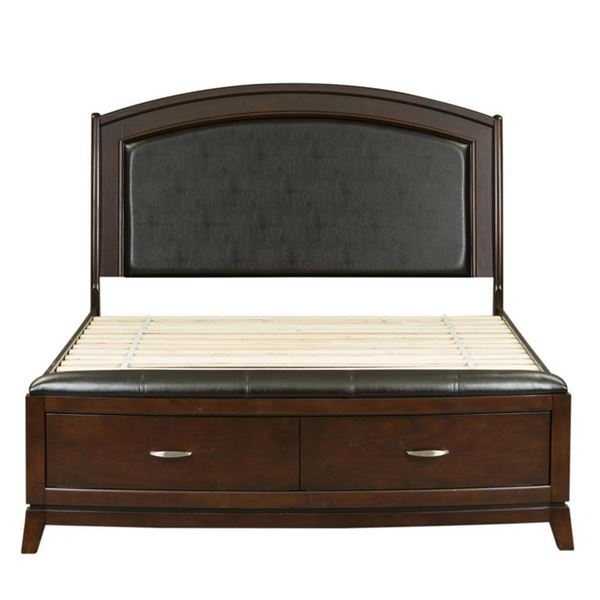 BNIB -  Avalon Dark Truffle King Panel Storage Bed (505-BR24FS / packaged in 3 boxes)
