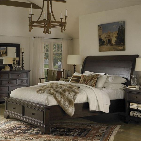 BNIB - Aspen Home Bayfield King Sleigh Bed (I70-404-st-dk / packaged in 3 boxes)