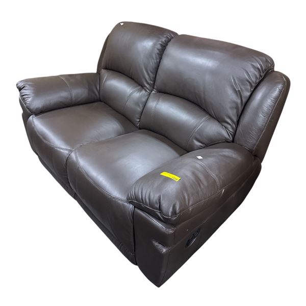 Brown 2-Seater Faux Leather Sofa, W63"