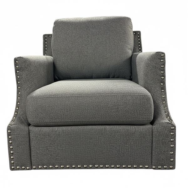 Contemporary Studded Armchair Grey, W31"