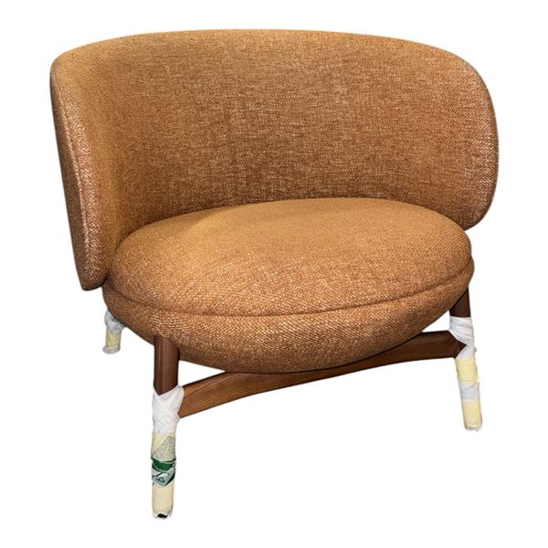 BNIB - Sundays Curve Back Lounge Chair Walnut Terracotta