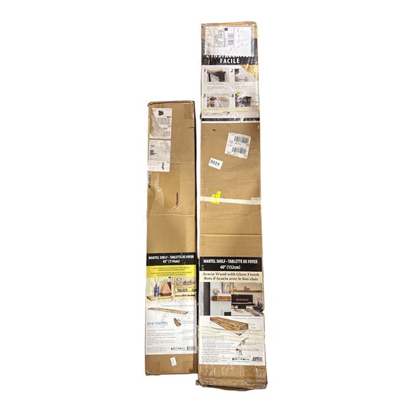 2-Pcs BNIB Elements Wood Mantel Shelf - Various Size