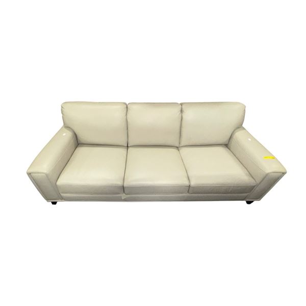 New - Modern 3-Seater Leather Sofa Cream, W88"