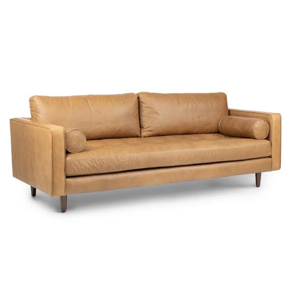 BNIB - Sven 88" Tufted Leather Sofa - Charme Tan - RV: $2499 (ART2841)