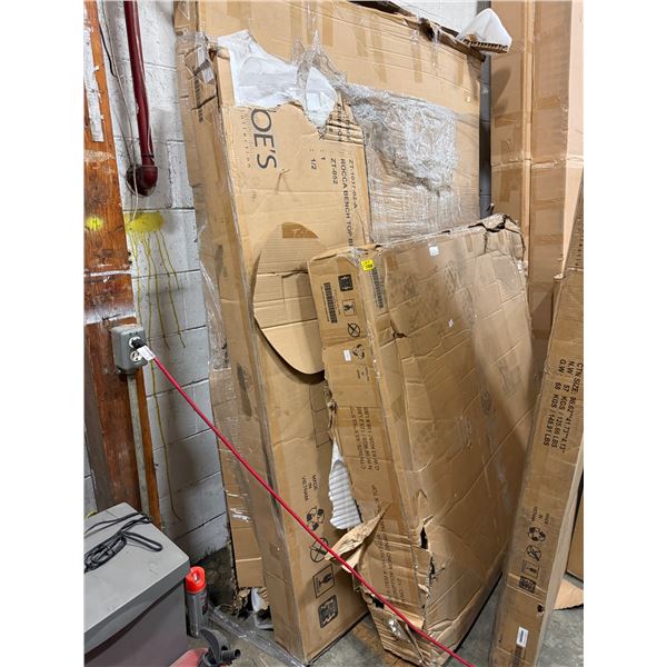 Group of 3 BNIB Moe's Furniture Parts Include Mono Dining Table Top, Rocca Bench Parts, and More