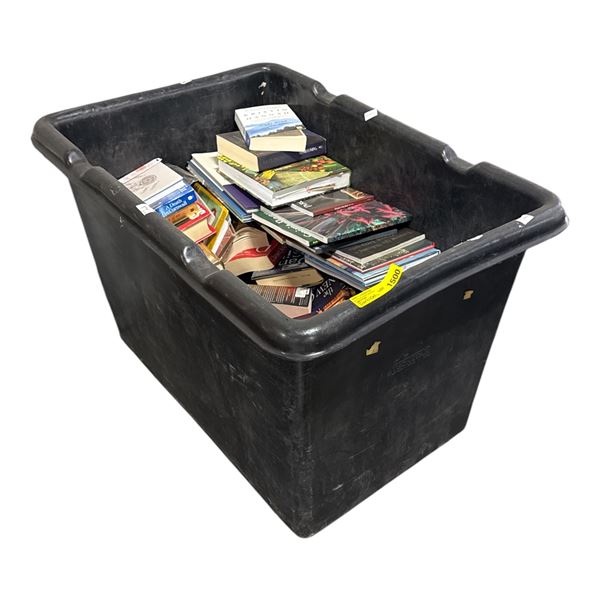 Bin of Assorted Fiction and Non-Fiction Books