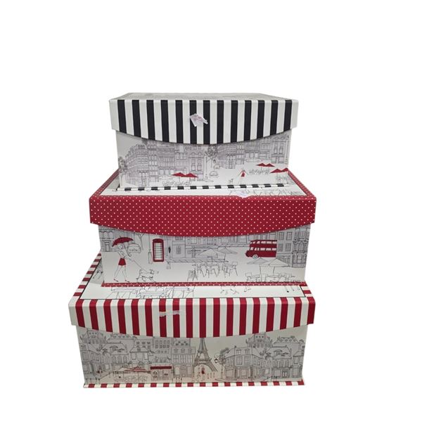 3 hat boxes with assorted hats - Fedora & more
