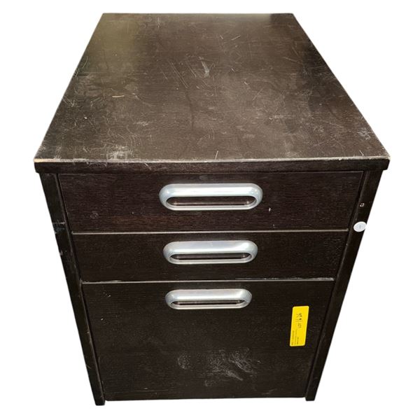 3-Drawer Wood-Finish Mobile Filing Cabinet - Espresso Finish - MSRP $150