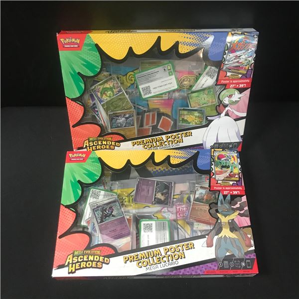 LOT OF 2 POKEMON TCG ASCENDED HEROES PREMIUM POSTER COLLECTION BOXES - BULK