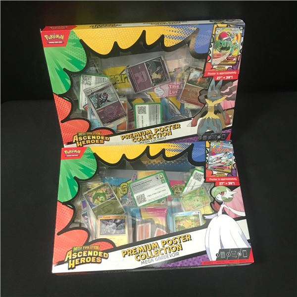 LOT OF 2 POKEMON TCG ASCENDED HEROES PREMIUM POSTER COLLECTION BOXES - BULK