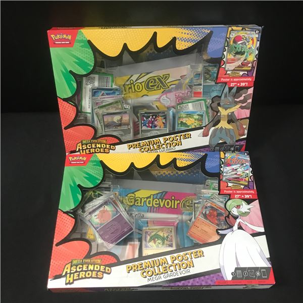 LOT OF 2 POKEMON TCG ASCENDED HEROES PREMIUM POSTER COLLECTION BOXES - BULK