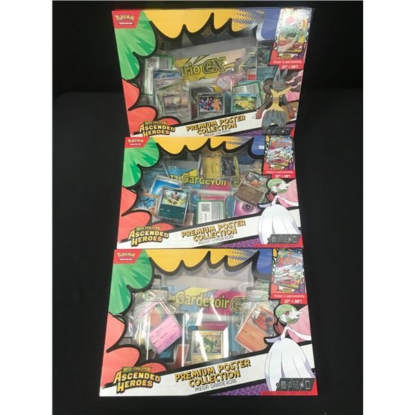 LOT OF 3 POKEMON TCG ASCENDED HEROES PREMIUM POSTER COLLECTION BOXES - BULK