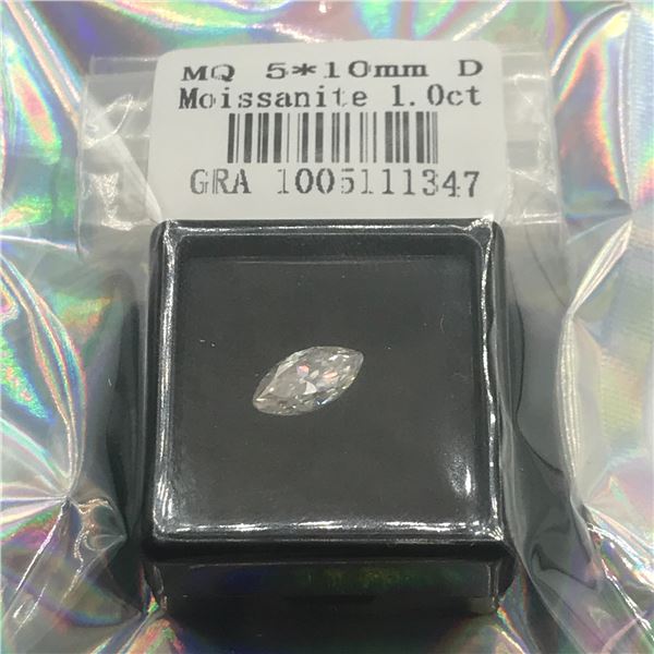 1CT MOISSANITE MARQUISE CUT D WITH GRA REPORT