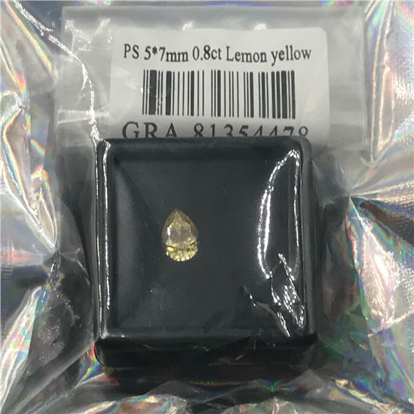 .8CT MOISSANITE PEAR CUT LEMON YELLOW WITH GRA REPORT