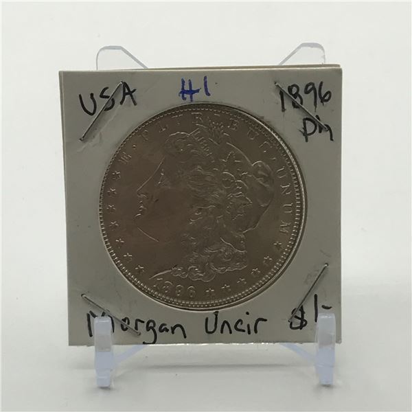 UNCIRCULATED MORGAN SILVER DOLLAR - MINTED IN 1896 IN DENVER