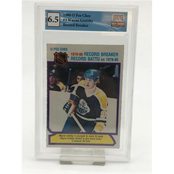 1980 OPC #3 WAYNE GRETZKY RECORD BREAKER TRADING CARD - CGC GRADE 6.5