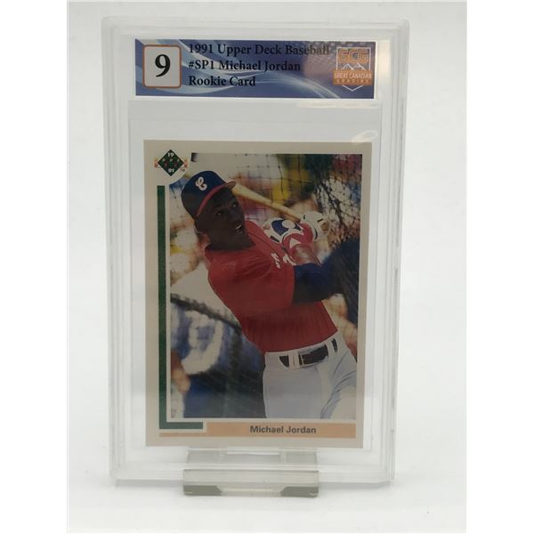 1991 UPPER DECK BASEBALL #SP1 MICHAEL JORDAN ROOKIE CARD - CGC GRADE 9