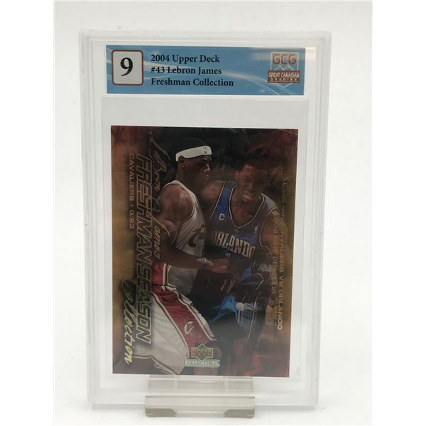 2004 UPPER DECK #43 LEBRON JAMES FRESHMAN COLLECTION TRADING CARD - CGC GRADE 9