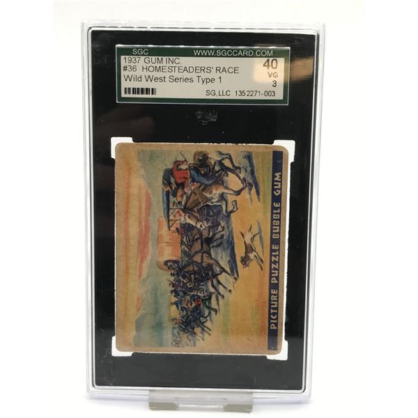 1937 GUM INC #36 HOMESTEADERS' RACE WILD WEST SERIES TYPE 1 - SGC GRADE 3