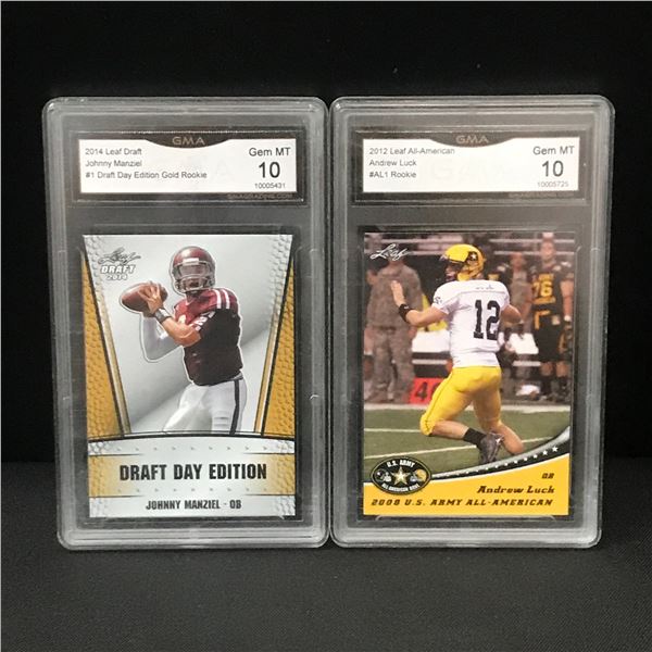 LOT OF 2 NFL QUARTERBACK ROOKIE TRADING CARDS - GMA GRADE 10