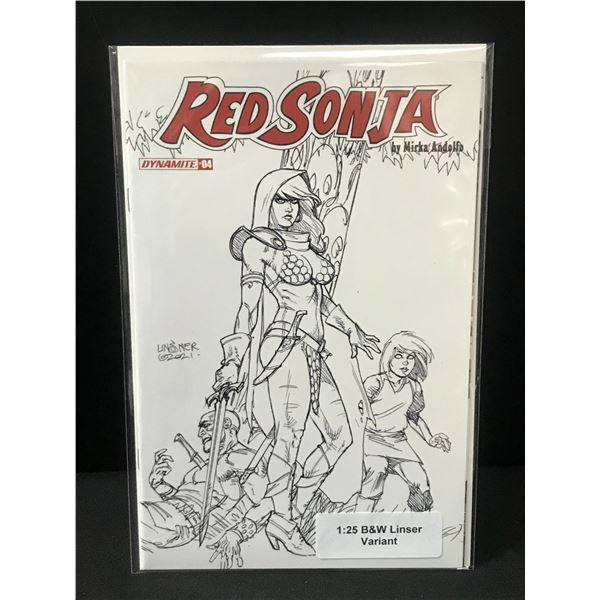 RED SONJA #4 1:25 B&W LINSER VARIANT - DYNAMITE COMICS