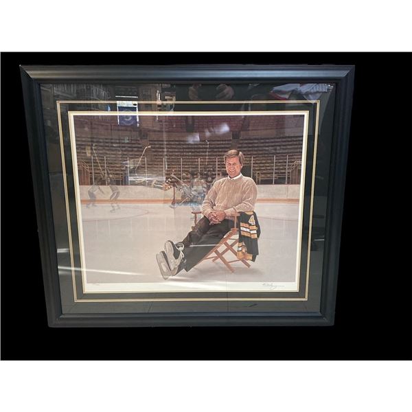 LTD JAMES LUMBERS BOBBY ORR SIGNED AND CUSTOM FRAMED PRINT (SIGNED BY ORR AND ARTIST WITH COA)