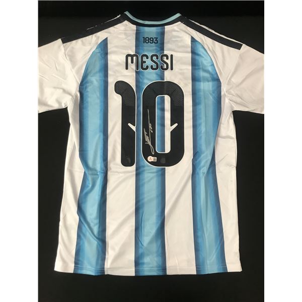 LIONEL MESSI SIGNED ARGENTINA FOOTBALL JERSEY - BECKETT COA