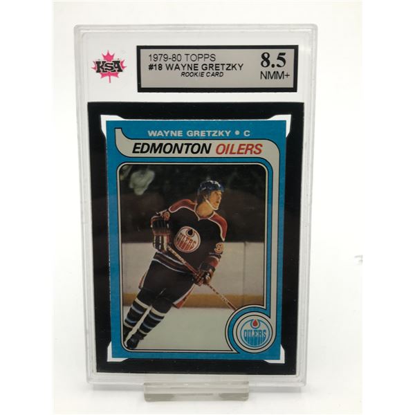 1979-80 TOPPS WAYNE GRETZKY ROOKIE TRADING CARD - KSA GRADE 8.5