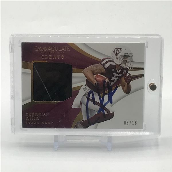 2018 PANINI IMMACULATE COLLECTION CHRISTIAN KIRK CLEATS SIGNED CARD 08/16