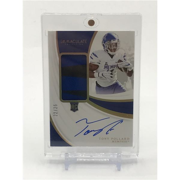 2019 PANINI IMMACULATE COLLECTION COLLEGIATE TONY POLLARD SIGNED PATCH ROOKIE TRADING CARD 22/25