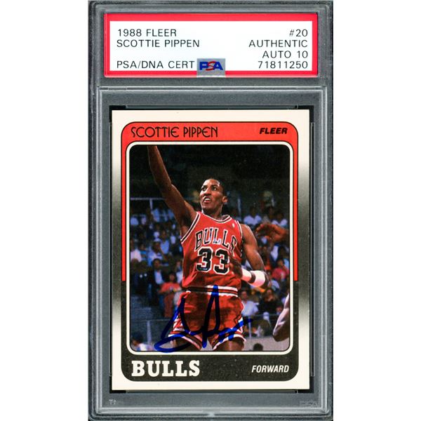 1988 FLEER SCOTTIE PIPPIN SIGNED TRADING CARD - PSA GRADE 10