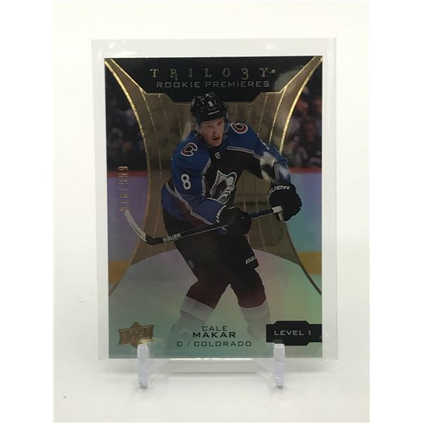 2019-20 UPPER DECK TRILOGY HOCKEY ROOKIE PREMIERES CALE MAKAR ROOKIE CARD 18/399