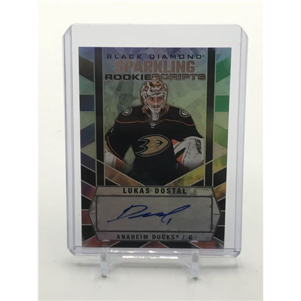 2022-23 UPPER DECK BLACK DIAMOND HOCKEY LUKAS DOSTAL SIGNED ROOKIE SCRIPTS TRADING CARD