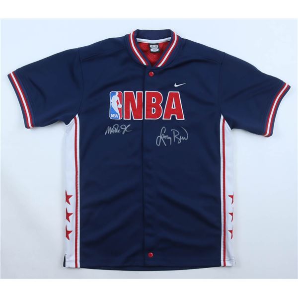 MAGIC JOHNSON & LARRY BIRD DUAL SIGNED NBA JERSEY - BECKETT / PSA