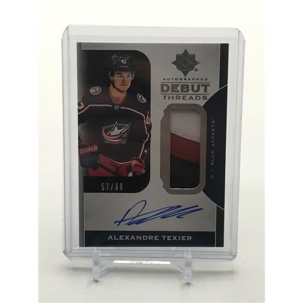2019-20 UPPER DECK ULTIMATE COLLECTION ALEXANDRE TEXIER SIGNED PATCH ROOKIE CARD 57/99