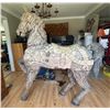 Image 2 : Vintage Large Hand- Carved Wooden Horse Statue-73''x65''