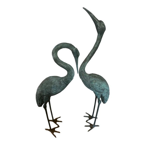 Pair of Metal Crane Garden statues-63"x15"