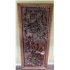 Image 2 : Large hand carved solid wood elephant left facing and royal Procession Wall Art, H78" x W34"