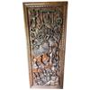 Image 1 : Large hand carved solid wood elephant right facing and royal Procession Wall Art, H78" x W34"