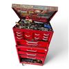 Image 1 : Red Double Rolling Mechanic's Tool Chest with Assortment of Wrenches & Hand Tools.