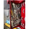 Image 4 : Red Double Rolling Mechanic's Tool Chest with Assortment of Wrenches & Hand Tools.