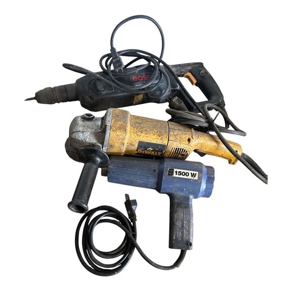 Group of power tool-DeWalt Angle grinder,Bosch bulldog rotary Hammer & Heat Gun