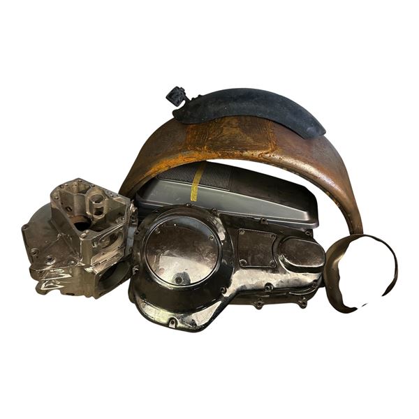 Assorted group Motorcycle Engine Cases,Primary Cover& Fender parts.