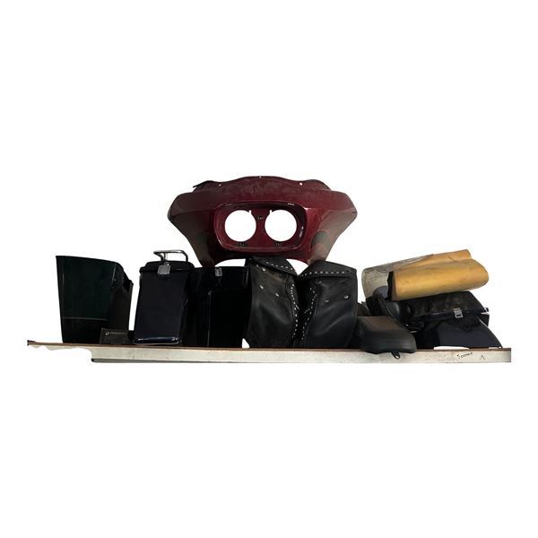 Group of Harley Davidson Saddlebags,seats & accessories.
