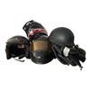 Image 1 : Group of full face & half helments with riding gear accessories